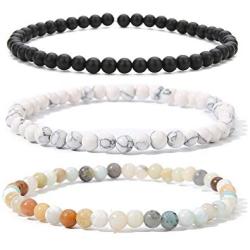 BALIBALI 4MM Mini Gemstone Energy Bracelets Tiny Bracelet Natural Stone Statement Bracelet Charm Beaded Couples Bracelets