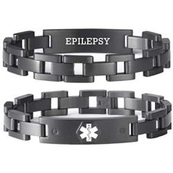 linnalove The Military Style Medical Bracelet Jewelry for Men and Women with Engraving Alert Identity Medical Conditions