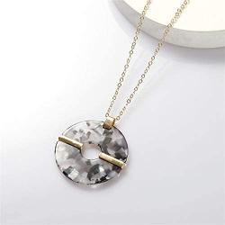 Aineecy Circle Round Leopard Necklace Boho Acrylic Resin Open Circle Rings Y Pendant Necklace for Women Girls Sweater Chain Jewelry Gifts