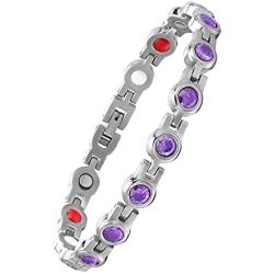 USWEL Magnetic Bracelets for Women Pure Titanium Therapy Bracelet Pain Relief for Arthritis 3500 Gauss Magnets Titanium Bracelets for Carpal Tunnel
