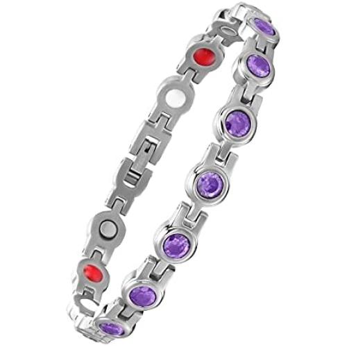 USWEL Magnetic Bracelets for Women Pure Titanium Therapy Bracelet Pain Relief for Arthritis 3500 Gauss Magnets Titanium Bracelets for Carpal Tunnel