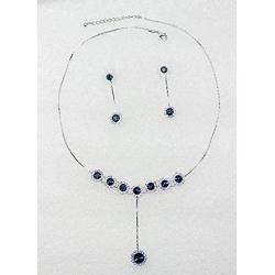 Faship Gorgeous Rhinestone Crystal Dangle Floral Necklace Earrings Set