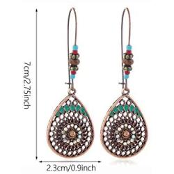 YUNXI 4 Pairs Bohemian Vintage Dangle Earrings Retro Rhinestone Earrings Boho Dangle Drop Earrings for Women Girls Jewelry Accessories Set