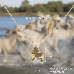 Meeshine Horse Pendant Necklace, Gold Plated Stainless Steel Pony Pendant Necklace for Women Girls Boys Party, Adorable Pendant for Daily Wearing (Gold)