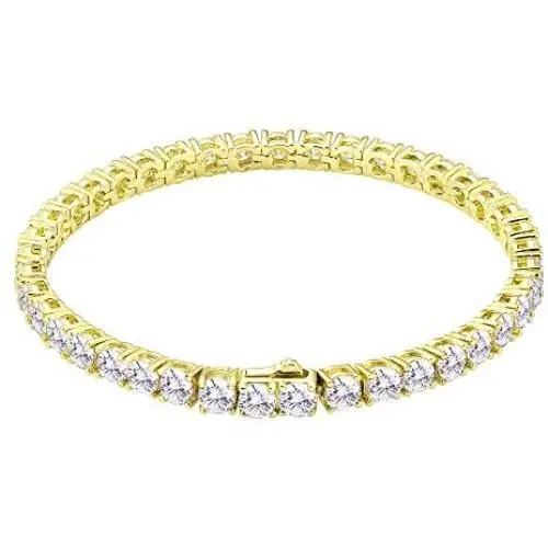 KRKC&CO S925 Sterling Silver 4mm Tennis Bracelet, 14k Gold Iced Out Tennis Bracelet, Prong-Setting 5A Cubic Zirconia Stones, Urban Street-wear Jewelry, Bracelets for Women KRKC&CO S925 Sterling Silver 4mm Tennis Bracelet, 14k Gold Iced Out Tennis Bracelet, Prong-Setting 5A Cubic Zirconia Stones, Urban Street-wear Jewelry, Bracelets for Women