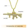 Holibanna 2pcs Hip Hop Rhinestone Necklace Ak47 Pendant Personalized Necklace Punk Golden Chain Jewelry Accessories Gift for Men Women with Random Chain