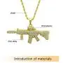 Holibanna 2pcs Hip Hop Rhinestone Necklace Ak47 Pendant Personalized Necklace Punk Golden Chain Jewelry Accessories Gift for Men Women with Random Chain
