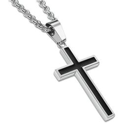 Honeystore Unisex Titanium Steel Rolo Chain Crucifix Cross Pendant Easter Prayer Necklace