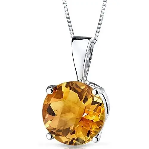 14 Karat White Gold Round Cut 1.75 Carats Citrine Pendant 14 Karat White Gold Round Cut 1.75 Carats Citrine Pendant