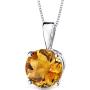 14 Karat White Gold Round Cut 1.75 Carats Citrine Pendant