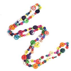 YAZILIND Vintage Antique Woven Beaded Bohemia pendent Necklace with Coconut Shell Charms for Ladies and Girls (Colorful)