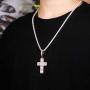TOPGRILLZ Solid Baguette Cross Chain 14K Gold Plated Iced Out Pendant Necklace for Men and Women Religious Jewelry