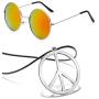 BOMAIL Hippie Dressing Accessory Set Hippie Glasses and Peace Sign Pendant Necklace for Women Men