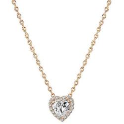 PAVOI 14K Gold Plated Post Faux Diamond Round Solitaire Pendant Halo Necklace | Gold Necklace for Women | Slider Adjustable