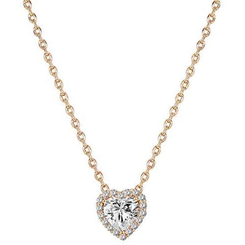 PAVOI 14K Gold Plated Post Faux Diamond Round Solitaire Pendant Halo Necklace | Gold Necklace for Women | Slider Adjustable