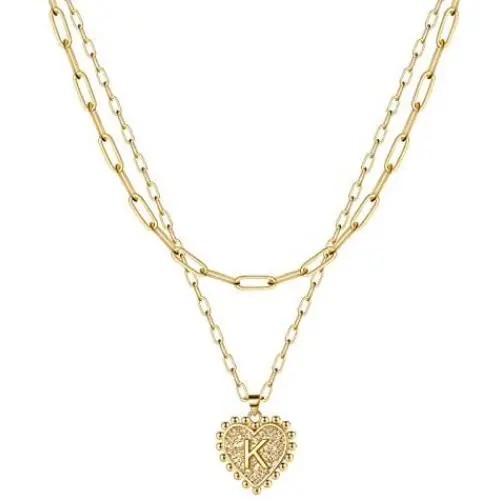 IEFSHINY Gold Layered Initial Necklaces for Women Girls, 14K Gold Plated Dainty Heart Initial Pendant Necklace Layering Choker Paperclip Link Chain Layered Necklaces for Women Jewelry Teen Girl Gifts IEFSHINY Gold Layered Initial Necklaces for Women Girls, 14K Gold Plated Dainty Heart Initial Pendant Necklace Layering Choker Paperclip Link Chain Layered Necklaces for Women Jewelry Teen Girl Gifts