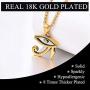 U7 Ancient Egyption Jewelry Stainless Steel 18K Gold Plated Eye of Horus Necklace, Ankh Cross Pendant, Men Women Fashion Jewelry with Chain 22 Inch, Custom Engravable