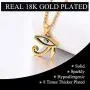 U7 Ancient Egyption Jewelry Stainless Steel 18K Gold Plated Eye of Horus Necklace, Ankh Cross Pendant, Men Women Fashion Jewelry with Chain 22 Inch, Custom Engravable
