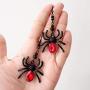 RareLove Gothic Halloween Costumes Earrings Black Spider with Red Rhinestone Dangle Earrings For Women Girls Alloy Plated