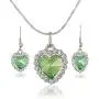 Mayfun Heart Shaped Rhinestone Pendant Dangle Earring and Necklace Jewelry Set for Women Girls (Green) Mayfun Heart Shaped Rhinestone Pendant Dangle Earring and Necklace Jewelry Set for Women Girls (Green)
