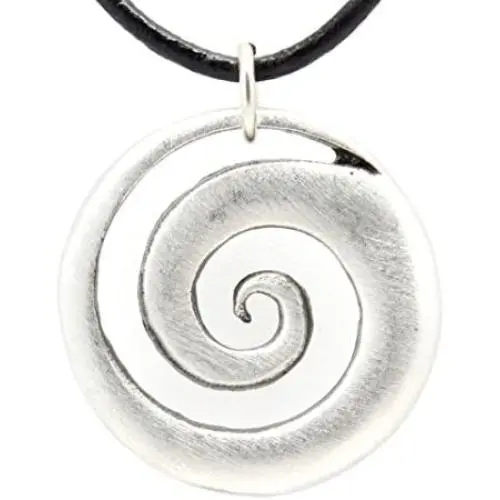 Pewter Maori Spiral Koru Peace and Tranquility Pendant on Leather Necklace Pewter Maori Spiral Koru Peace and Tranquility Pendant on Leather Necklace