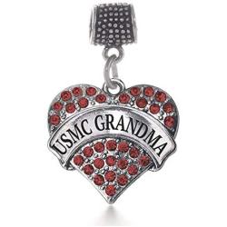 Inspired Silver - Silver Pave Heart Charm for Bracelet with Cubic Zirconia Jewelry