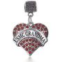Inspired Silver - Silver Pave Heart Charm for Bracelet with Cubic Zirconia Jewelry