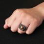 HZMAN Polished Natural Tiger Eye Stones Bat Ring for Men Women Stainless Steel Ring Wicca, Reiki, and Energy Crystal Healing Jewelry