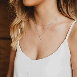 SHERLOVE Gold/Silver Crescent/Full/Circle Moon Pendant Necklace, Real Gold/Sterling Silver Plated Moon Necklaces for Women Girls Simple Necklace Boho Jewelry Moms Gift