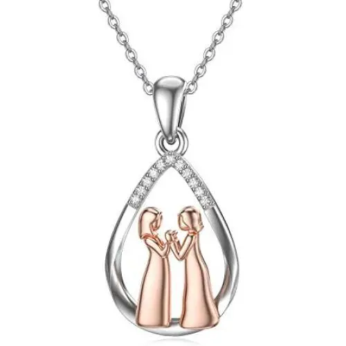 BEBEWO 10K 14K 18K Gold Sister Pendant Necklace, Female Friendship Gold Necklace Jewelry for Best Friend/Women/Sister/Birthday BEBEWO 10K 14K 18K Gold Sister Pendant Necklace, Female Friendship Gold Necklace Jewelry for Best Friend/Women/Sister/Birthday