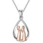 BEBEWO 10K 14K 18K Gold Sister Pendant Necklace, Female Friendship Gold Necklace Jewelry for Best Friend/Women/Sister/Birthday