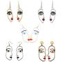 Human Abstract Art Face Crystal Statement Dangle Earrings Vintage Hypoallergenic Face Contour Drop Earring Fashion Punk Style Jewelry for Girls Teens Women