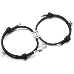 Jstyle Gift for Valentines Day 2PCS Couple Magnetic Bracelet Set Mutual Attraction Rope Braided Bracelets Adjustable Charm Couple Jewelry Set for Women Men