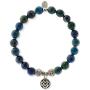 EvaDane Natural Malachite Gemstone Rope Bead Celtic Knot Charm Stretch Bracelet
