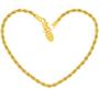 Lifetime Jewelry 3mm Rope Chain Bracelet 24k Real Gold Plated for Women and Men 7'' 8'' and 9''
