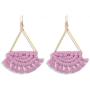 Bohemian Colorful Tassel Dangle Earrings Ethnic Fan Shape Fringe Statement Drop Earring Women Girls Boho Vacation Semi-circle Jewelry
