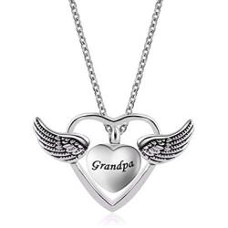 TCHYUN Angel Wing Dad Locket Urn Necklace Ashes Walmart Pendant Love Heart Cremation Memorial Jewelry with Funnel Kit