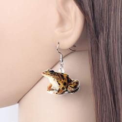 WEVENI Acrylic Green Brown Frog Earrings Dangle Drop Cute Jewelry For Women Girls Novelty Gift