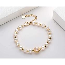 Freshwater Pearl Bracelets Cultured Pearl 14K Gold Filled Bracelet with Adjustable Chain Jewelry Gift for Women Wife Girls Mother