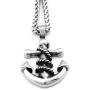 Warvik Anchor Nautical Necklace Skull Pendant Good Luck Protection, Stainless Steel Jewelry Mens Womens Wheat Chain 20/28inch