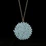 Niumike Handmade Crystal Circle Pendant Necklace for Women Disc Long Statement Necklaces with Box