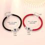 PAPAGENA I Love You 100 Languages Projection Bracelet for Boyfriend Girlfriend Couples Bracelets Red / Black Braided Rope Bracelet Best Friends Valentines Gifts