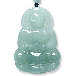 Guan Yin Pendant | Guan Yin Necklace | Kuan Yin Pendant | Jade Pendant | Kuan Yin Pendant | Kwan Yin Necklace | Guanyin Necklace | Grade A Jadeite Jade, 26'' Adjustable Rope ( 54..5mm High)