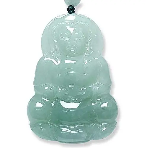 Guan Yin Pendant | Guan Yin Necklace | Kuan Yin Pendant | Jade Pendant | Kuan Yin Pendant | Kwan Yin Necklace | Guanyin Necklace | Grade A Jadeite Jade, 26'' Adjustable Rope ( 54..5mm High)