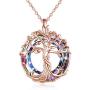 TOUPOP Rose Gold Tree of Life Necklace Sterling Silver Mothers Day Gifts from Daughter Family Jewelry with Volcano Crystal Gifts for Mom Women Grandmother Teen Girls Birthday Friend
