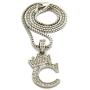 CBC Crown Rhinestone Studded Crown Small Initial Alphabet Letter Pendant Necklace 24'' Box Chain Necklaces in Gold Tone or Silver Tone