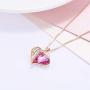 AOBOCO Granddaughter Grandmother Gifts - Granddaughter I Love You - Sterling Silver Heart Necklaces from Grandma with Pink Swarovski Crystals
