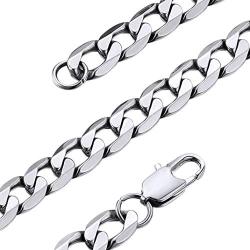 GoldChic Jewelry Free Engraved, 4MM/6MM/9MM 18K Real Gold Plated Chunky Cuban Link Chain Necklace for Men Women,Stainless Steel/Black Rhodium Plated Curb Chain Necklace 14-30 inches with Gift Box