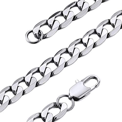 GoldChic Jewelry Free Engraved, 4MM/6MM/9MM 18K Real Gold Plated Chunky Cuban Link Chain Necklace for Men Women,Stainless Steel/Black Rhodium Plated Curb Chain Necklace 14-30 inches with Gift Box