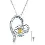 CHENGHONG Cremation Jewelry for Ashes for Women 925 Sterling Silver Heart Daisy Urn Necklace for Ashes Keepsake Memorial Family Jewelry Gifts for Women